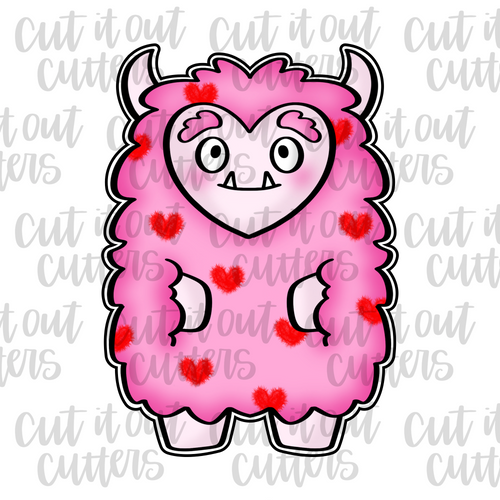 Fuzzy Pink Love Monster Cookie Cutter