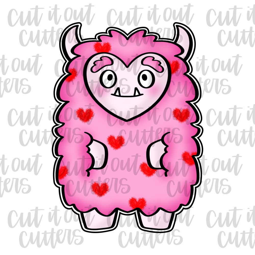 Fuzzy Pink Love Monster Cookie Cutter