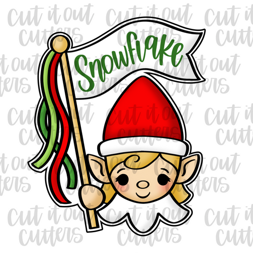 Girl Elf Flag with Tassel Cookie Cutter