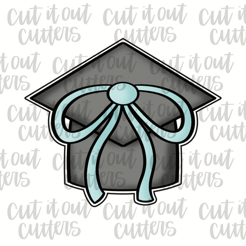 Grad Cap with Floppy Bow Cookie Cutter