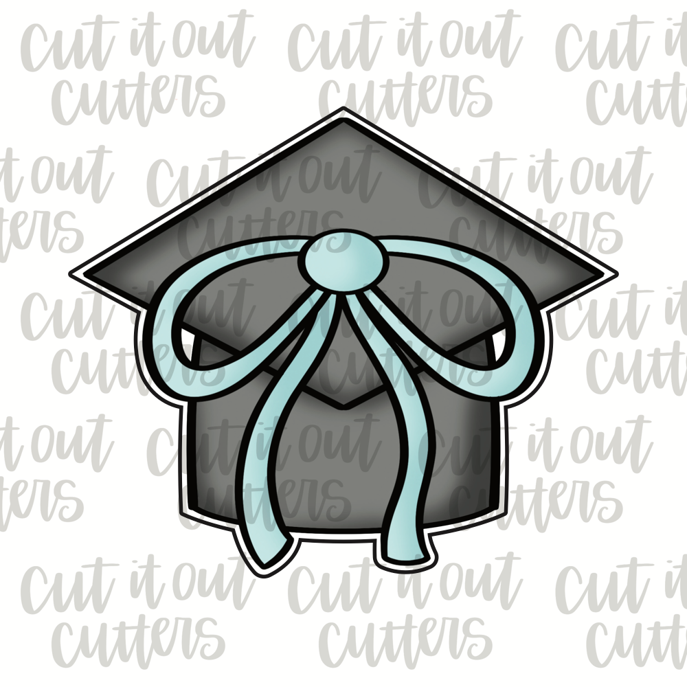 Grad Cap with Floppy Bow Cookie Cutter