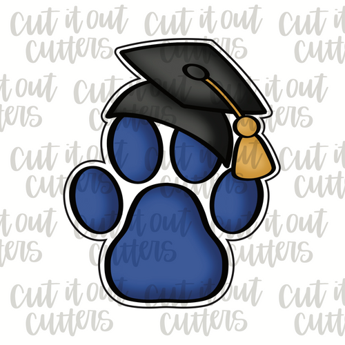 Grad Paw Print Cookie Cutter