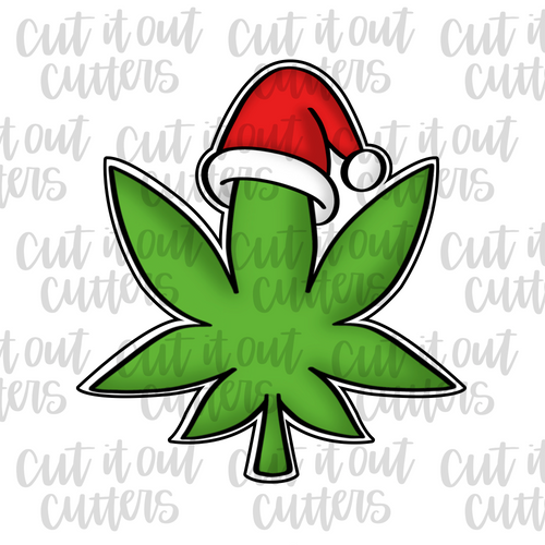 Hazy Leaf with Santa Hat Cookie Cutter
