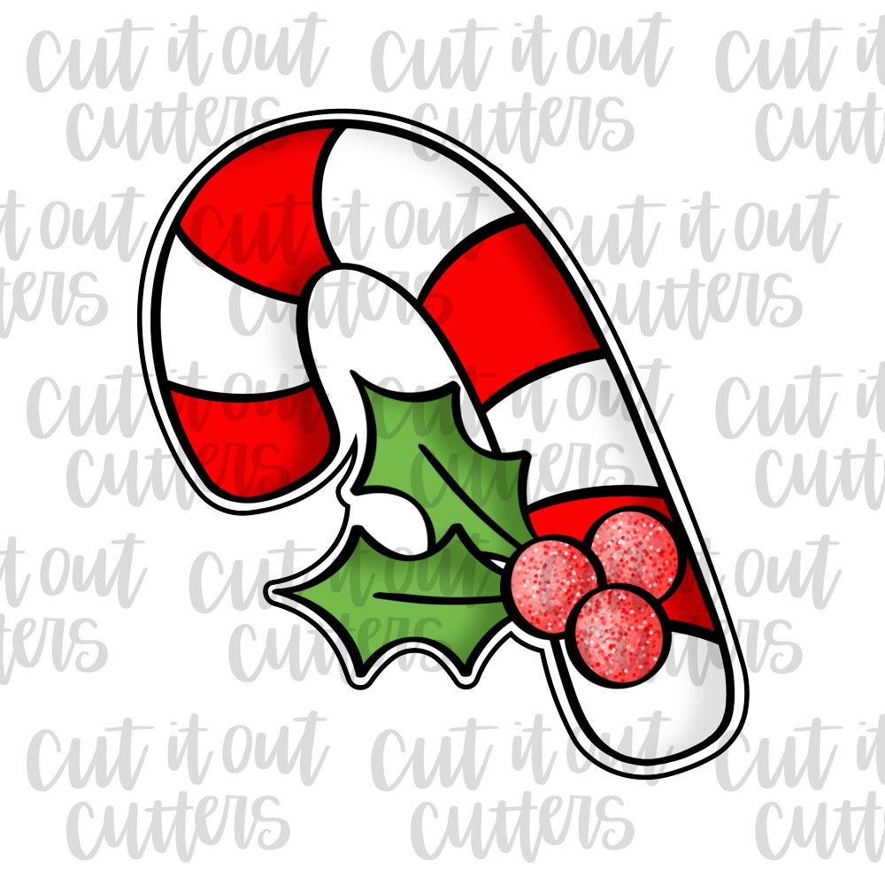 Holly Candy Cane Cookie Cutter
