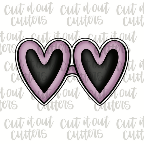 Lavender Heart Glasses Cookie Cutter