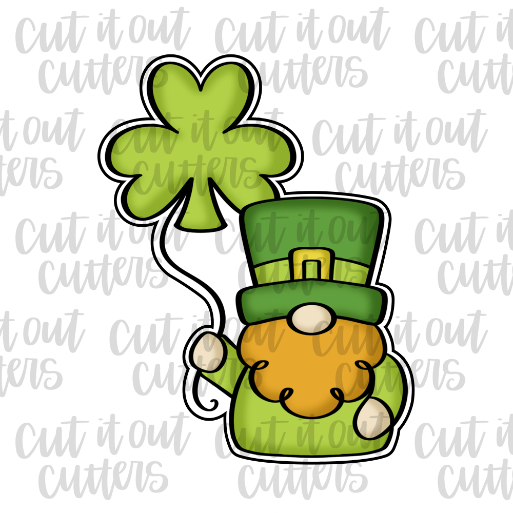 Leprechaun Gnome with Shamrock Balloon Cookie Cutter