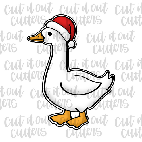 Long Neck Goose with Santa Hat Cookie Cutter