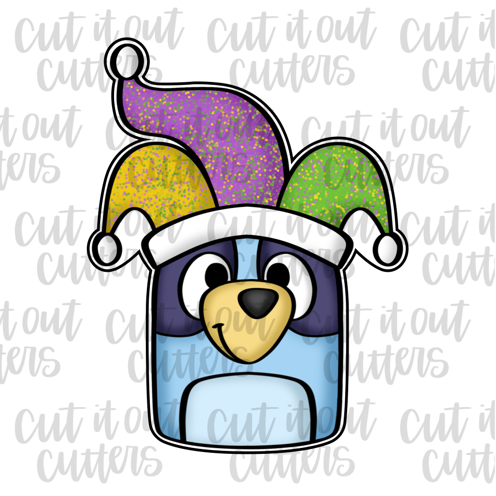 Mardi Gras Blue Pup Cookie Cutter