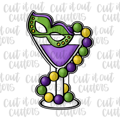 Mardi Gras Martini Cookie Cutter