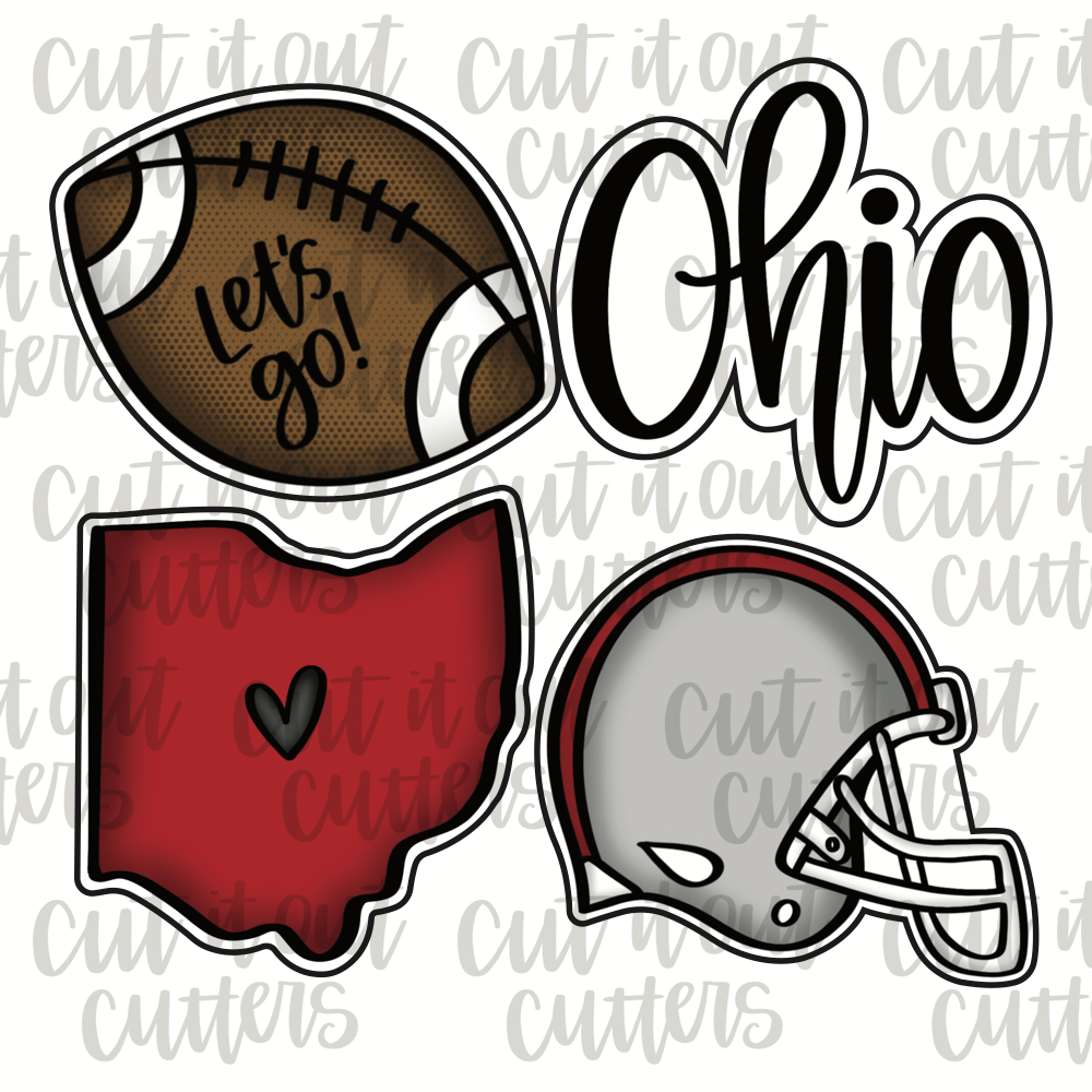 Ohio & OH Football Mini Cookie Cutter Set