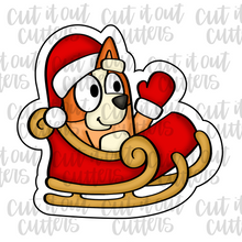 Load image into Gallery viewer, PYO Orange Pup in Sleigh Cookie Stencil &amp; Cutter