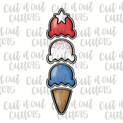 Patriotic Ice Cream Minis Cookie Cutter Set