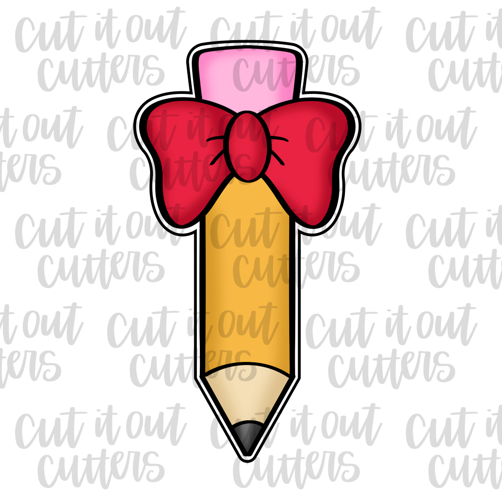 Pencil with Bow Cookie Cutter – Cut It Out Cutters