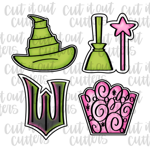 Pink & Green Witch Cookie Cutter Mini Set