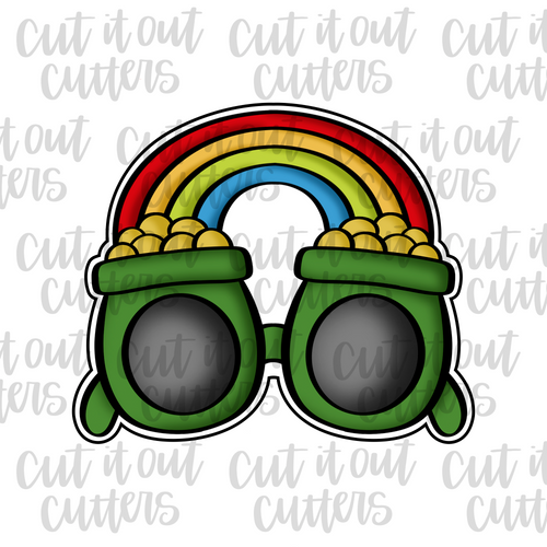 Rainbow & Gold Glasses Cookie Cutter
