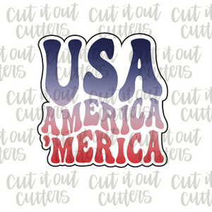 Retro USA America 'Merica Cookie Cutter