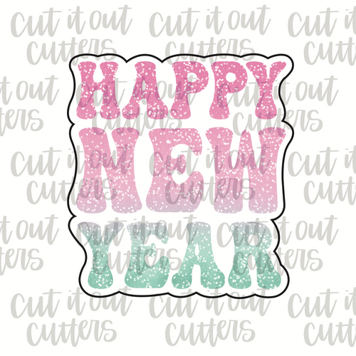 Retro Happy New Year Cookie Cutter
