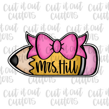 Round Pencil with Bow Cookie Cutter