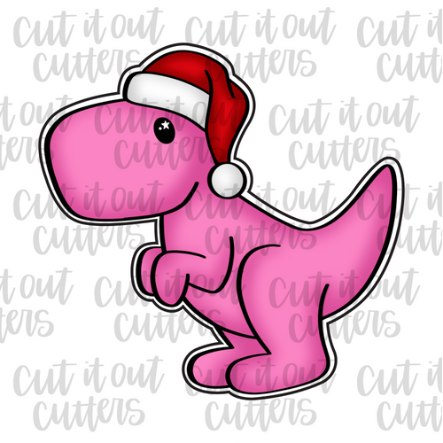 Santa Hat Tim T-Rex Cookie Cutter