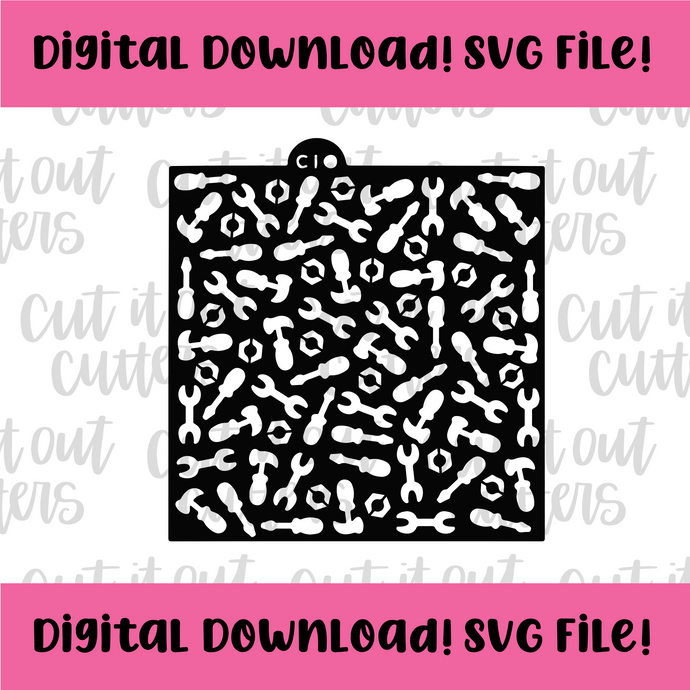 DIGITAL DOWNLOAD SVG File for Scattered Tools Stencil