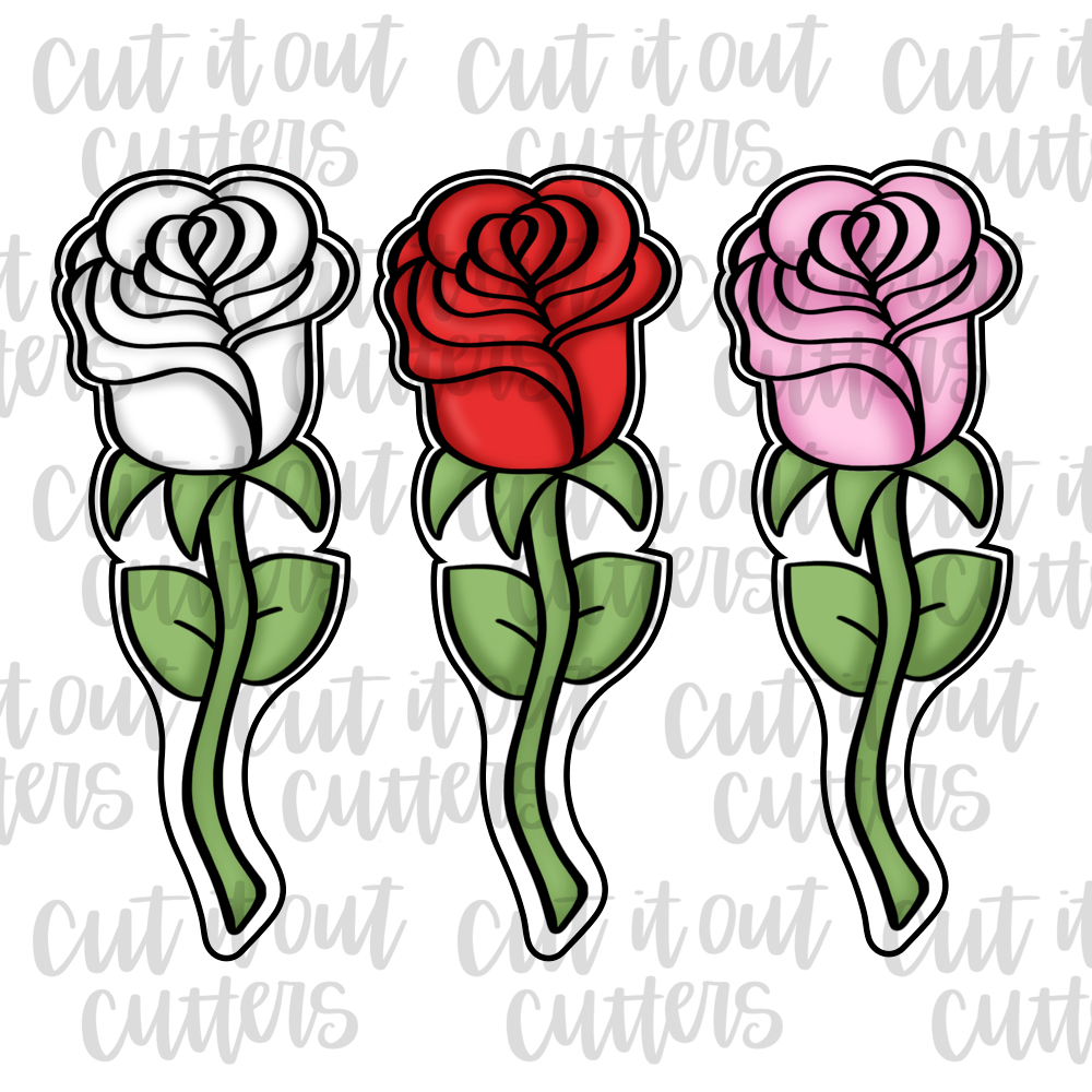 Skinny Single Rose Cookie Cutter