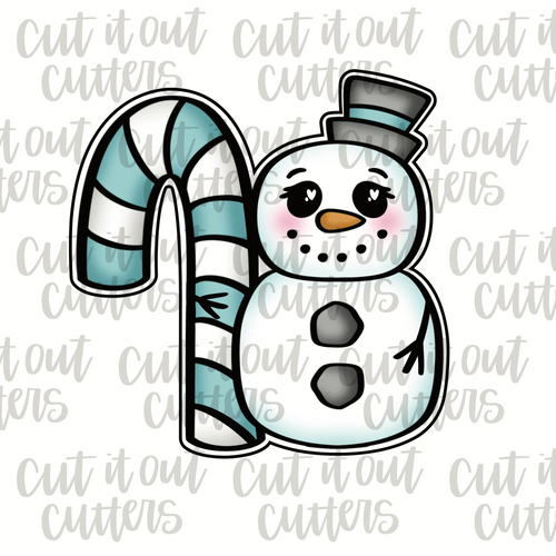 Snowman Candy Cane Muggie Cookie Cutter