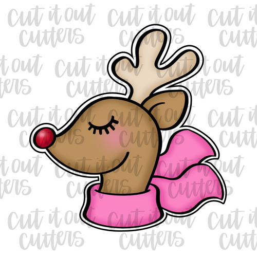 Snuggly Reindeer Side View Cookie Cutter