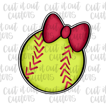 Softball with Bow Cookie Cutter