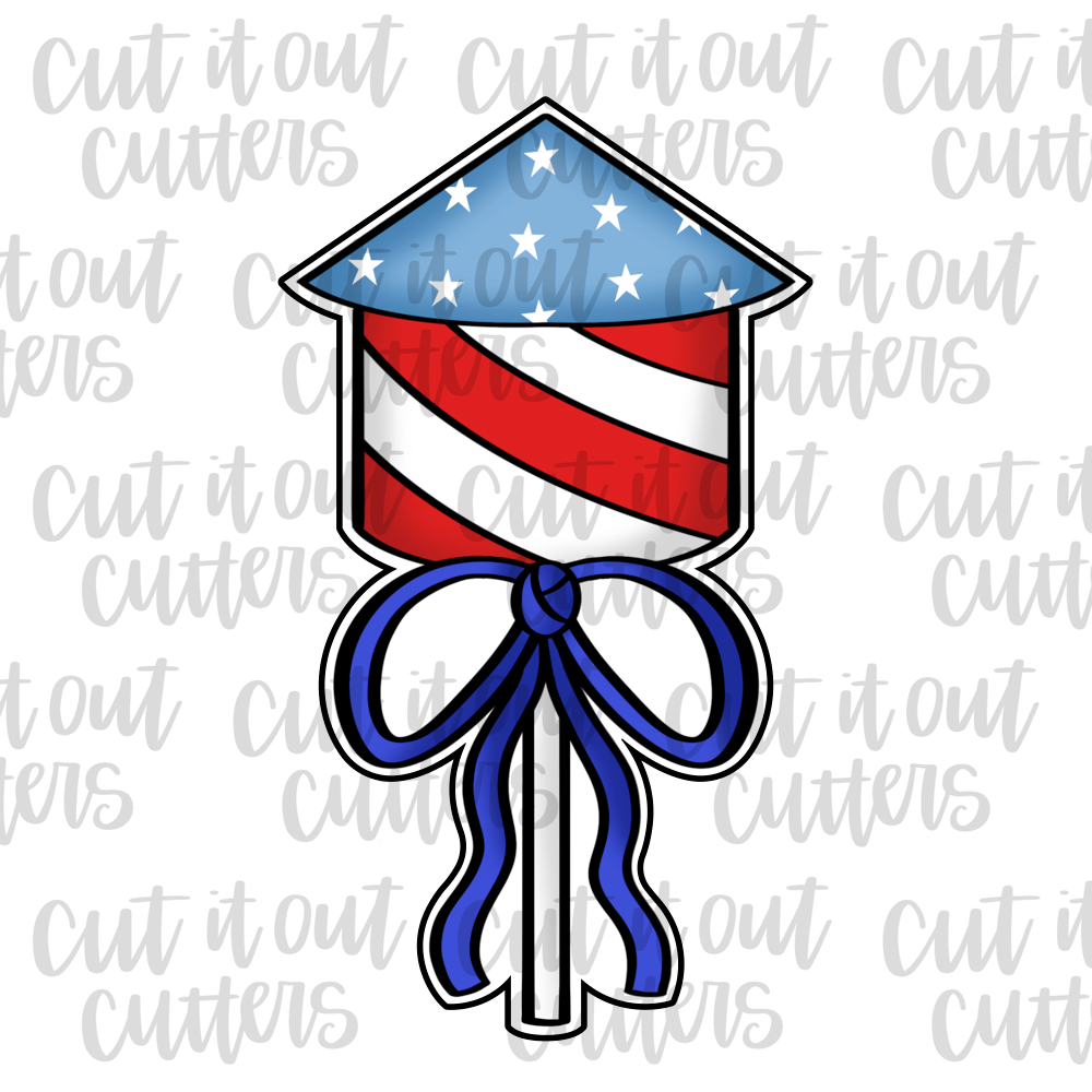 Tall Firecracker on a Stick Cookie Cutter
