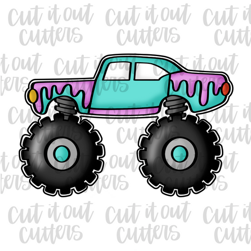 Teal Monster Truck Cookie Cutter