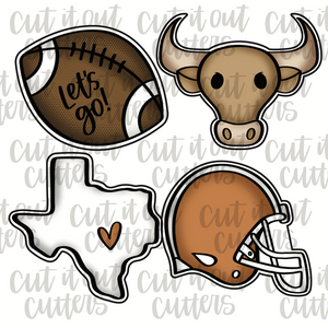 Longhorn & TX Football Mini Cookie Cutter Set