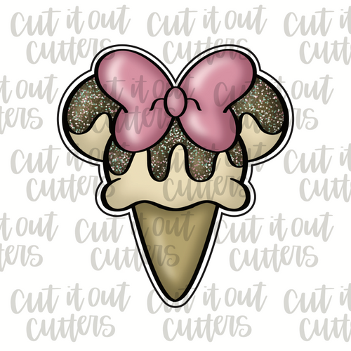 Theme Park Waffle Cone with Bow Cookie Cutter