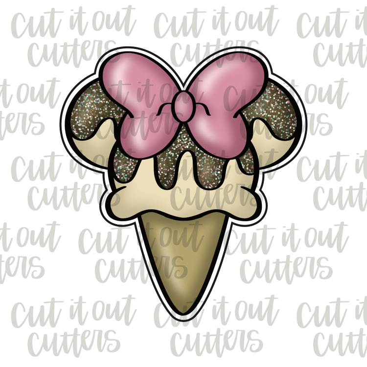 Theme Park Waffle Cone with Bow Cookie Cutter