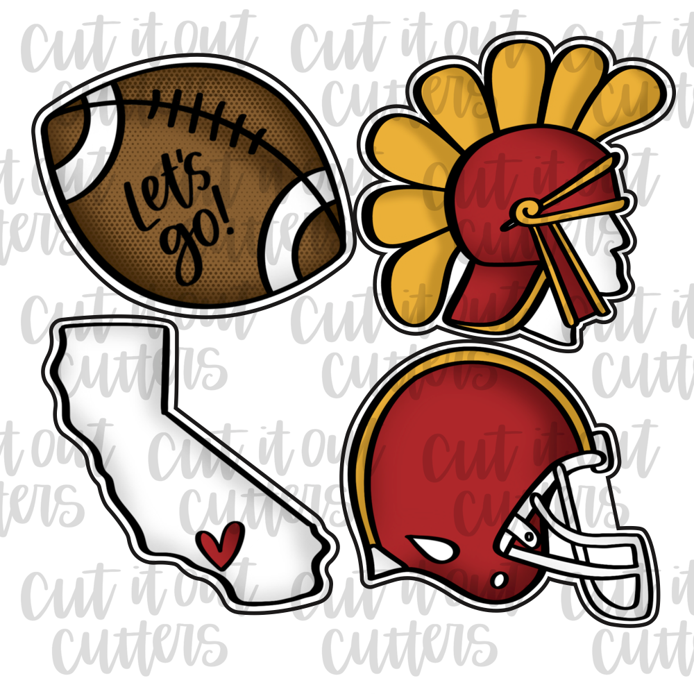 cookie ball football helmets Trojan & CA Football Mini Cookie Cutter Set – Cut It Out Cutters