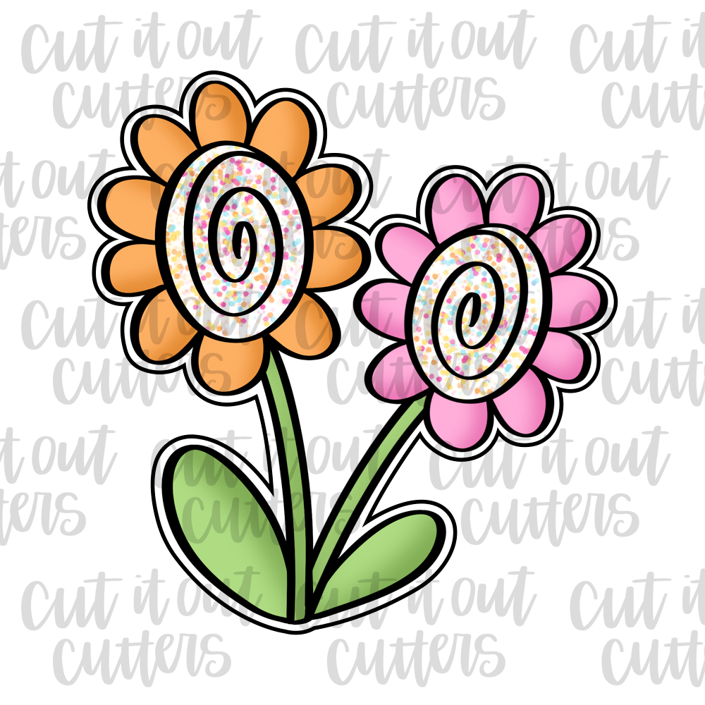 Two Funky Flowers Cookie Cutter – Cut It Out Cutters