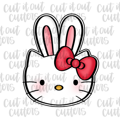 White Kitty in Bunny Disguise Cookie Cutter