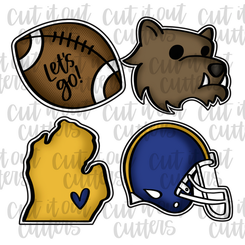 Wolverine & MI Football Mini Cookie Cutter Set