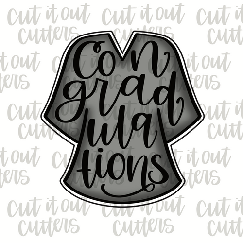 Worded Grad Gown Cookie Cutter