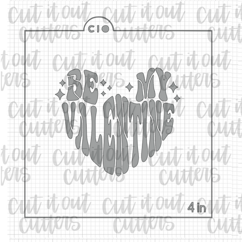 Groovy Convo Heart - Be My Valentine Cookie Stencil