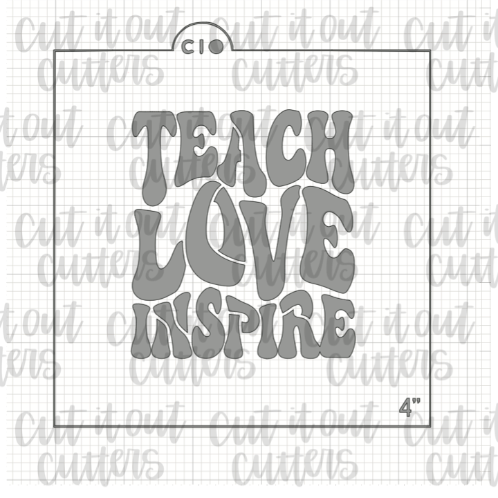 Retro Teach Love Inspire Cookie Stencil