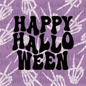Retro Halloween Purple - 2" Square Tags - Digital Download
