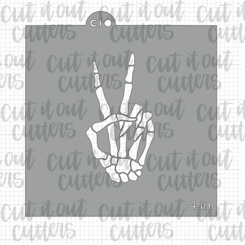 Skeleton Peace Out Hand Cookie Stencil