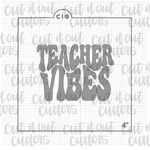 Retro Teacher Vibes Cookie Stencil