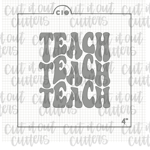 Retro Teach x3 Cookie Stencil