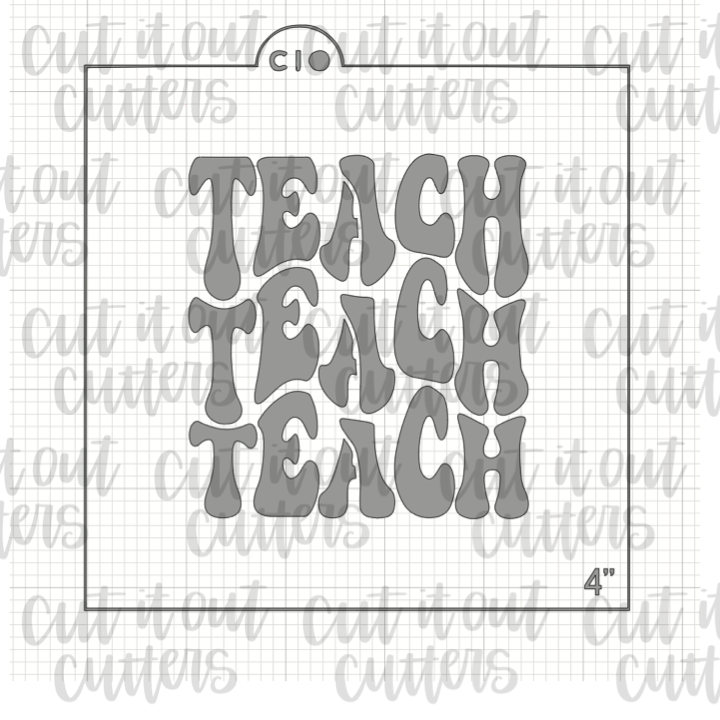 Retro Teach x3 Cookie Stencil