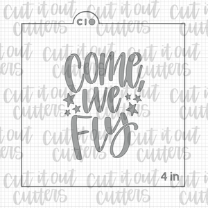 Come We Fly Cookie Stencil - Match Flying Witch Sticks Set