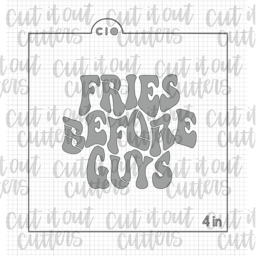 Retro Fries Before Guys Cookie Stencil