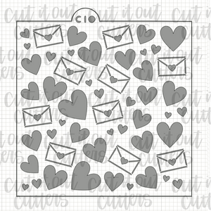 Hearts and Envelopes Cookie Stencil