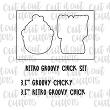 Load image into Gallery viewer, Retro Groovy Chick Cookie Cutter Set