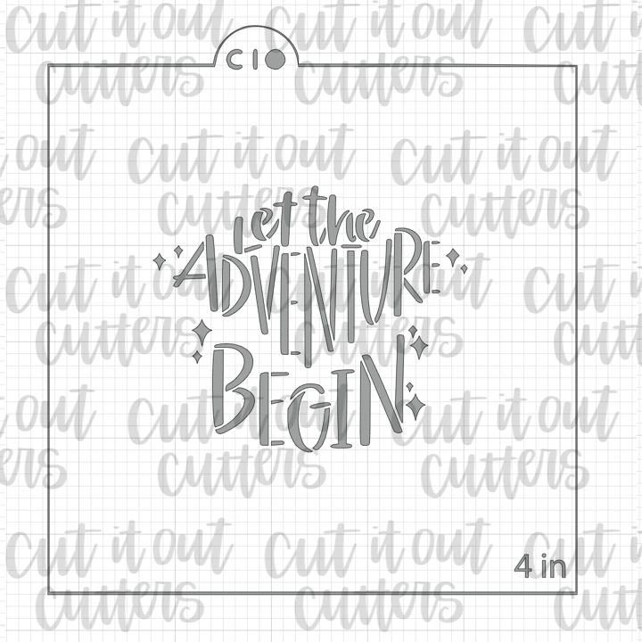 Let The Adventure Begin - Worded Grad Cap Cookie Stencil